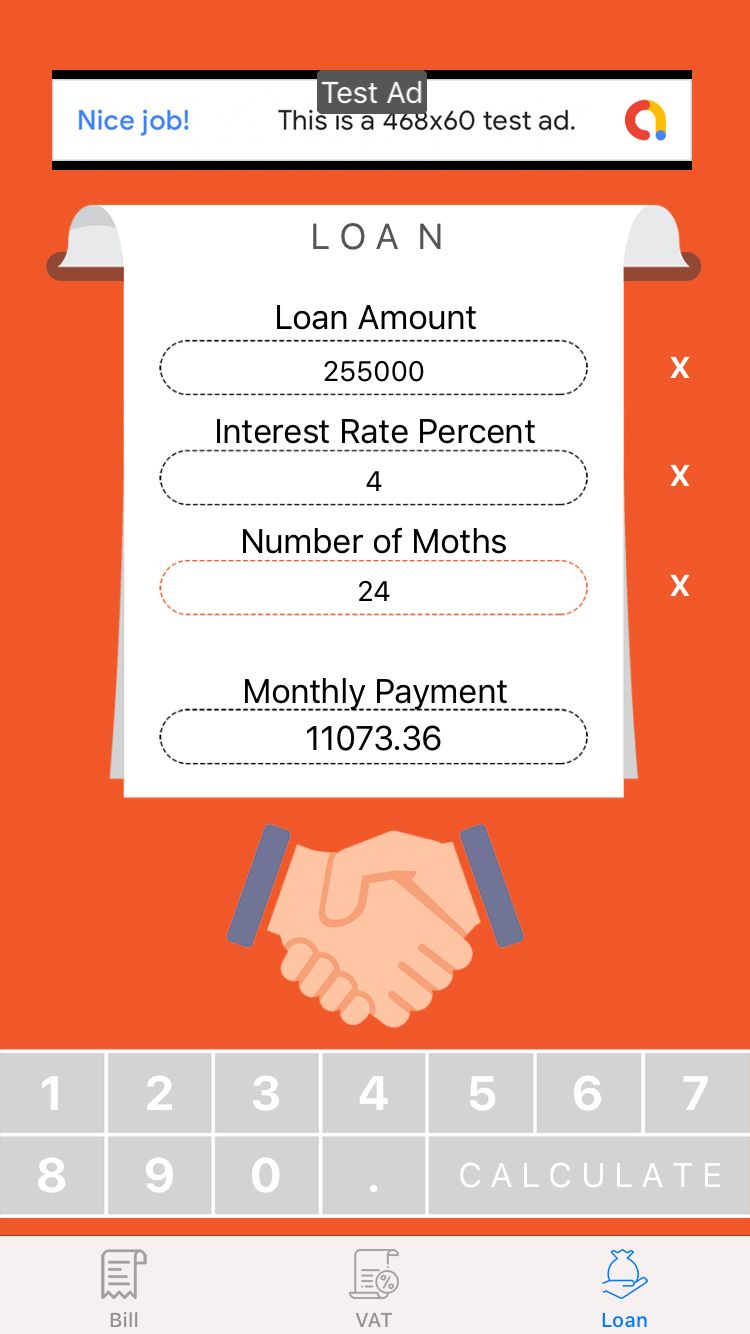 Buy Loan Vat Bill Calculator For Iphone With Admob Banner Mobile