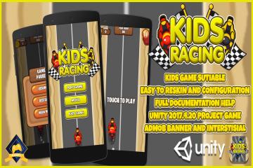 2D Kids Motor Racing LTS Unity Project + Admob Banner + Interstitial