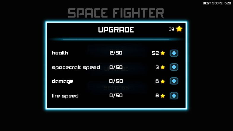 Neon Space Fighter - shooting asteroids  spaceships. Endless scifi space journey. hyper casual