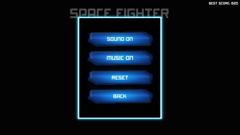 Neon Space Fighter - shooting asteroids  spaceships. Endless scifi space journey. hyper casual