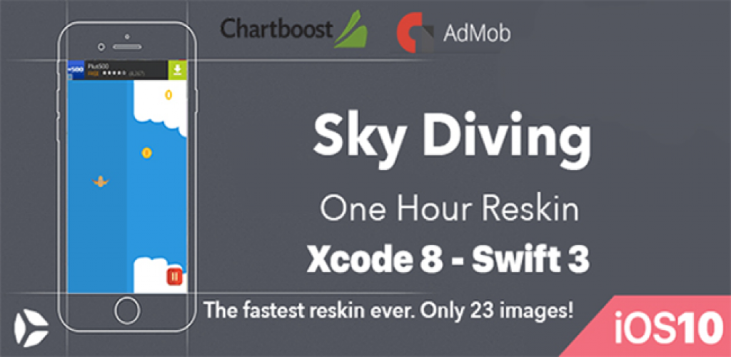 Sky Diving â€“ One Hour Reskin - iOS 10  Swift 3 ready