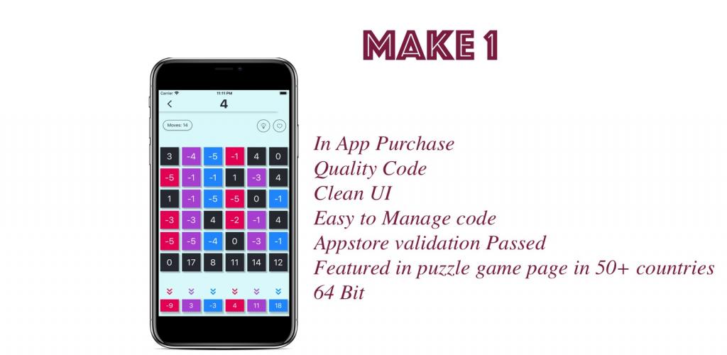 Make 1 number puzzle game